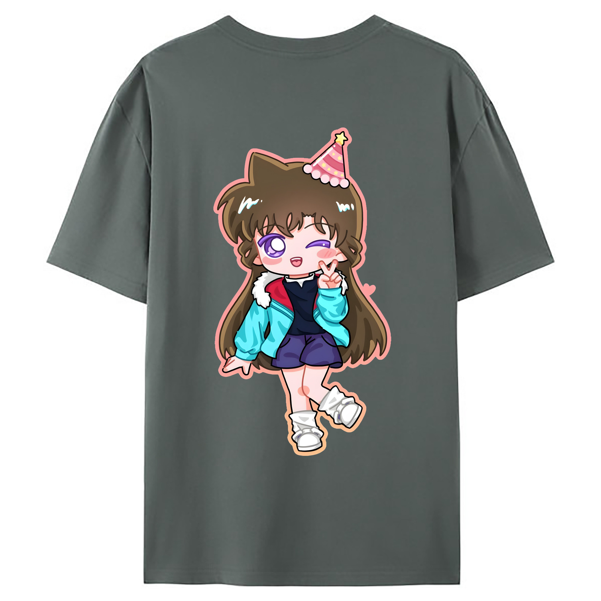 （画像用） 名探偵コナン 毛利 蘭 もうり らん、モーリ ラン Detective Conan Rachel Moore 綿100％ メンズ半袖Tシャツ（バックプリント） 通気性
